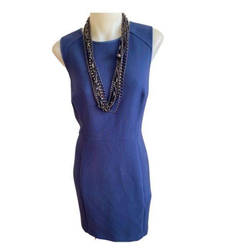 Loft Shift Dress - 8 navy , back zip , polyester